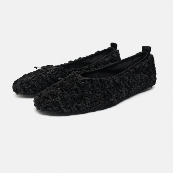 ZARA FAUX FUR FLAT SLINGBACKS - Picture 3 of 8